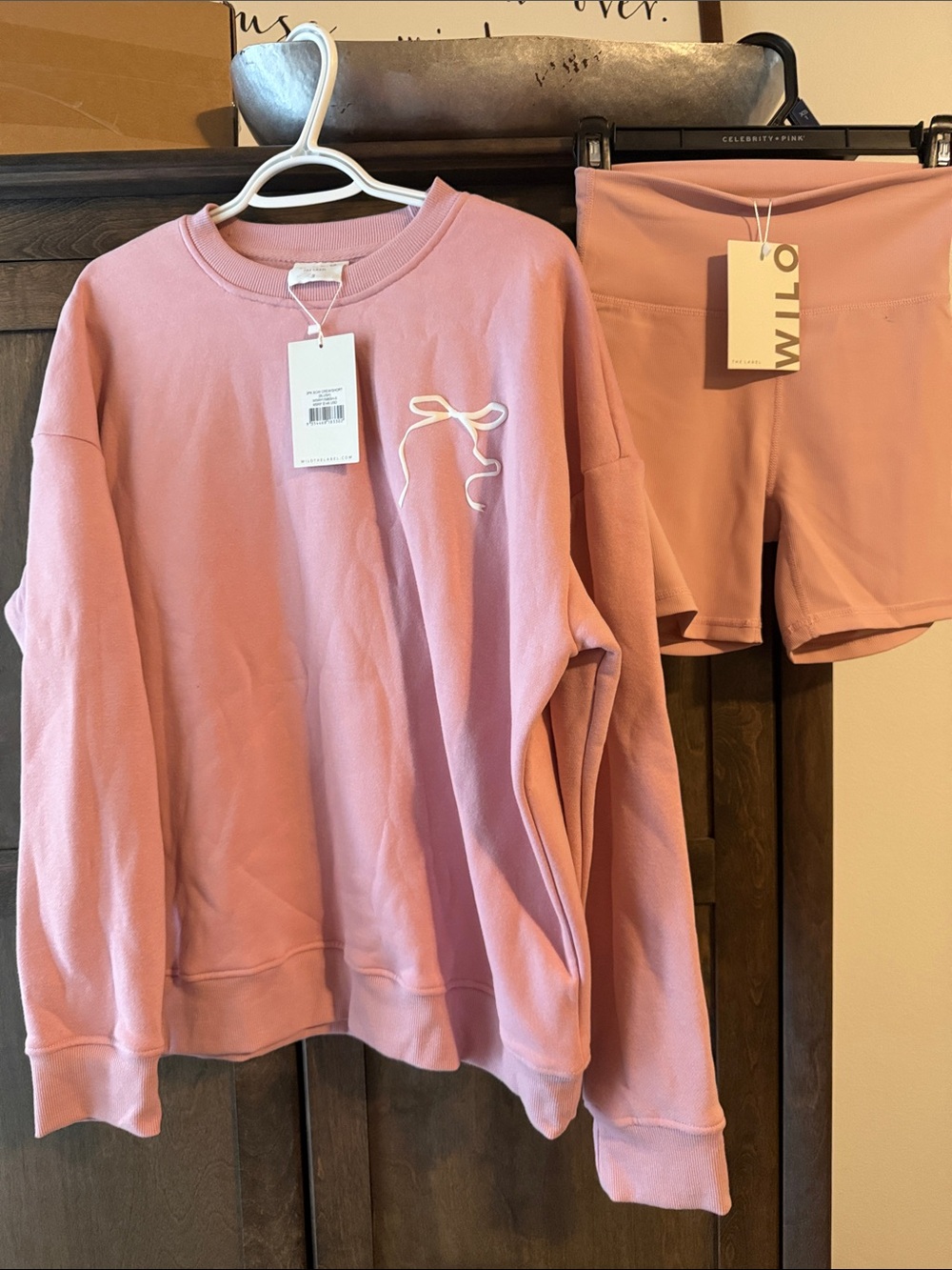 SET- Wilo The Label blush pink crewneck and shorts set